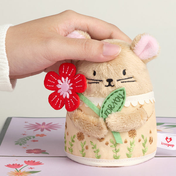 I Love Pop 'Happiest Birthday Wishes' Floral Field Mouse Plushpop Card