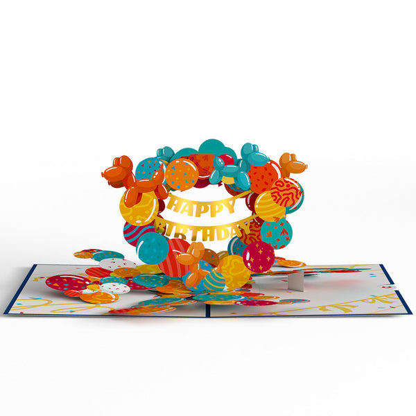 I Love Pop Happy Birthday Banner And Balloons Pop-Up Card
