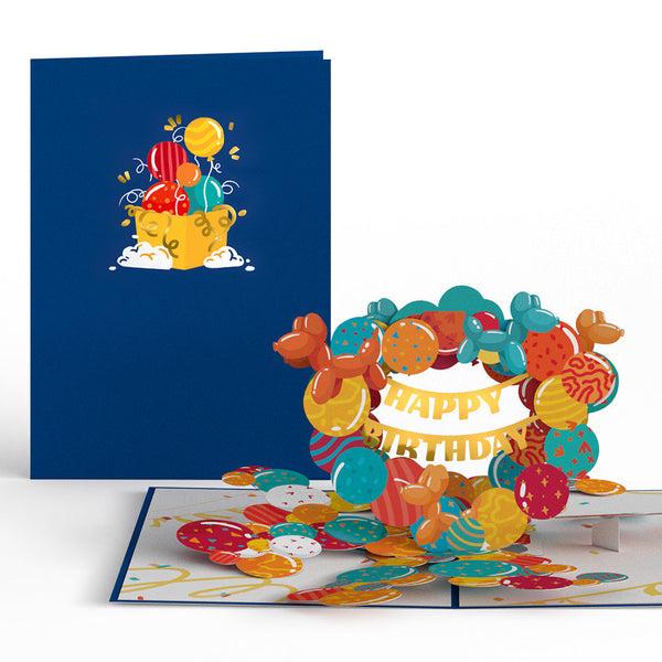 i love pop Happy Birthday Banner and Balloons Pop-Up Card