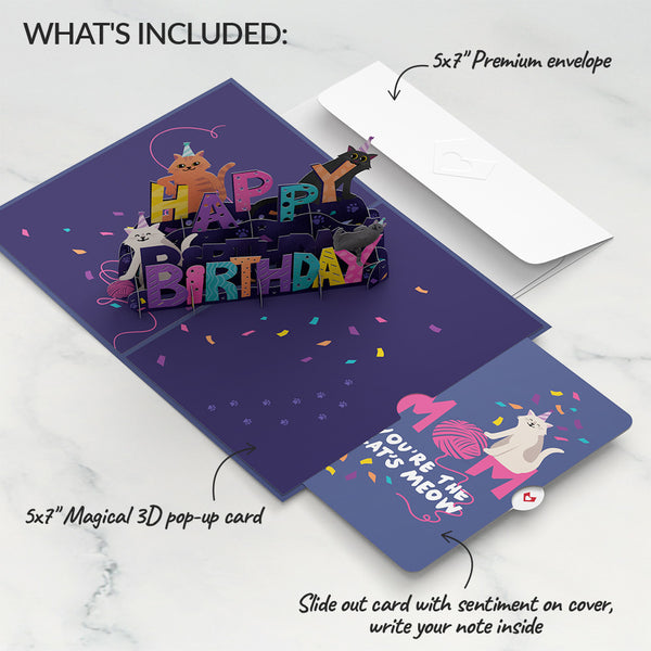 I Love Pop Happy Birthday Cats Pop-Up Card And Sentiment Set For Mom