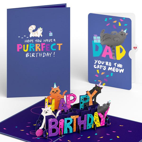 i love pop Happy Birthday Cats Pop-Up Card and Sentiment Set for Dad