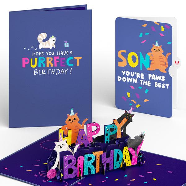 i love pop Happy Birthday Cats Pop-Up Card and Sentiment Set for Son