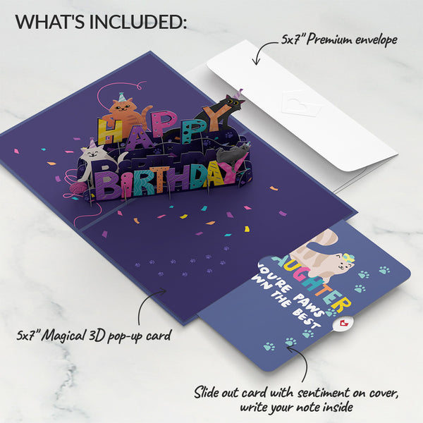 I Love Pop Happy Birthday Cats Pop-Up Card And Sentiment Set For Daughter