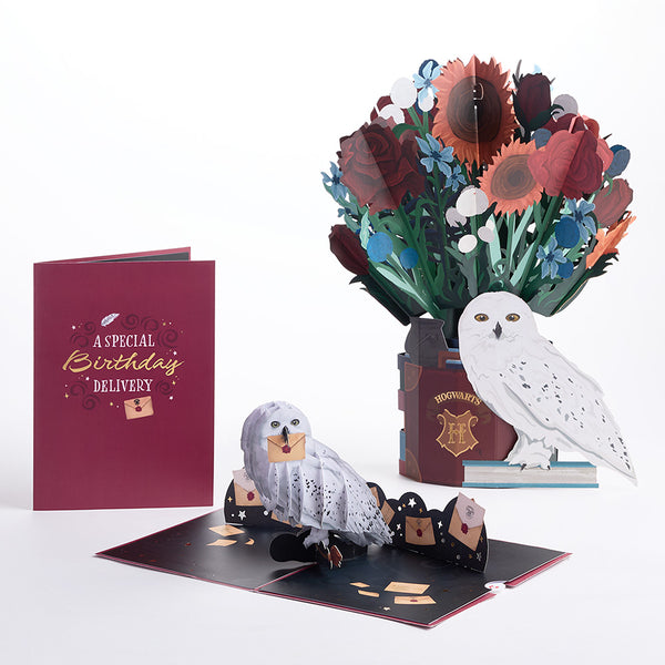 i love pop Harry Potter™ Hedwig™ Birthday Pop-Up Card & Flower Buds Bouquet Bundle