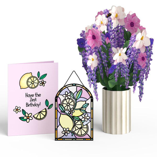 i love pop Have The Zest Birthday Suncatcher Card & Pop-Up Bouquet Bundle