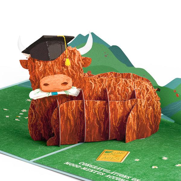 I Love Pop Heard You're Graduating Highland Cow Pop-Up Card