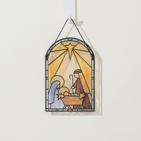 I Love Pop All Is Calm Nativity Suncatcher Card