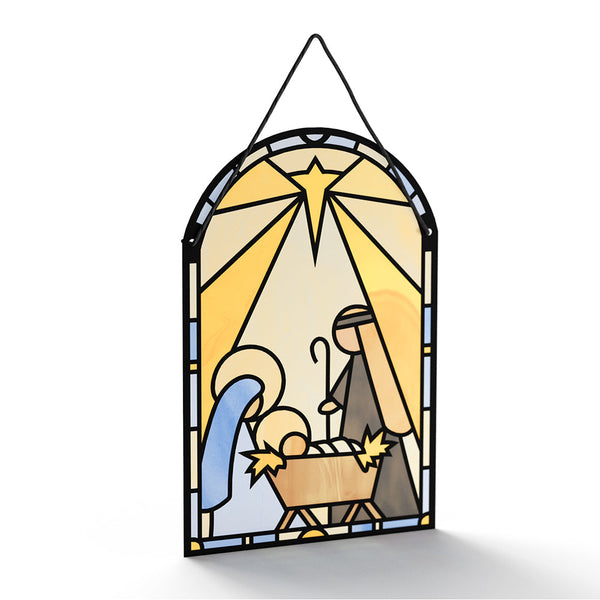 I Love Pop All Is Calm Nativity Suncatcher Card