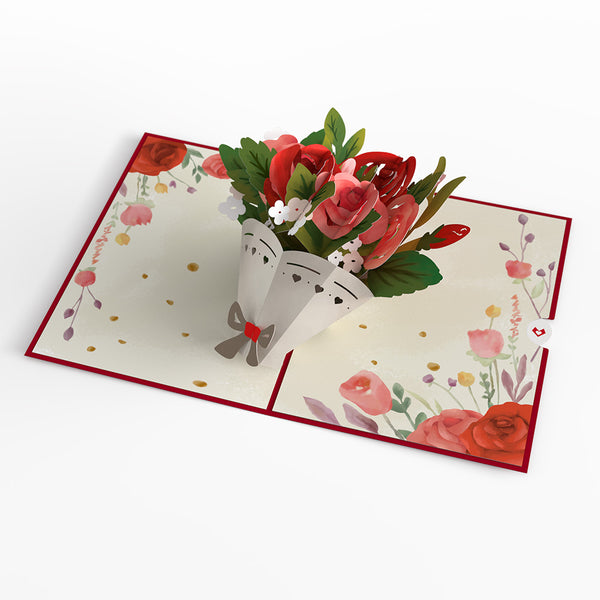 I Love Pop Anniversary Roses Bouquet Pop-Up Card