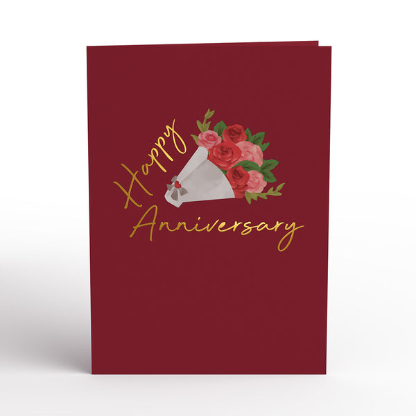 I Love Pop Anniversary Roses Bouquet Pop-Up Card