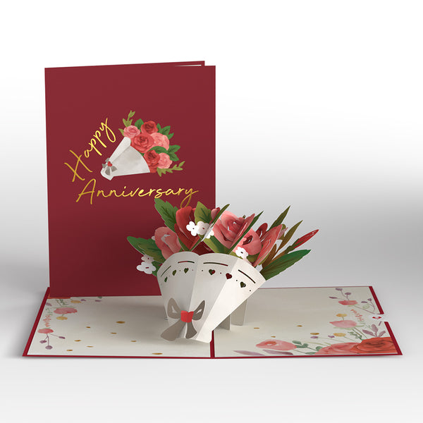 i love pop Anniversary Roses Bouquet Pop-Up Card