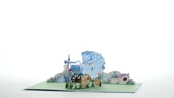 I Love Pop Blue Baby Carriage Pop-Up Card