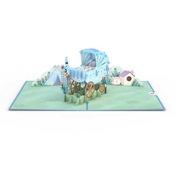 I Love Pop Blue Baby Carriage Pop-Up Card