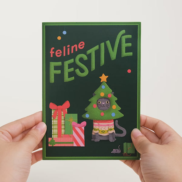 I Love Pop Christmas Cat Stockings Pop-Up Card