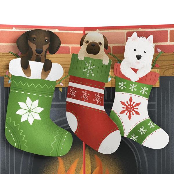 I Love Pop Christmas Dog Stockings Pop-Up Card