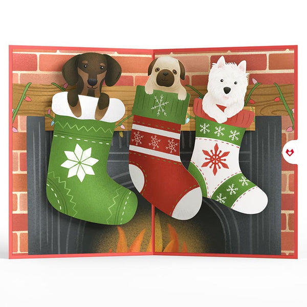 I Love Pop Christmas Dog Stockings Pop-Up Card