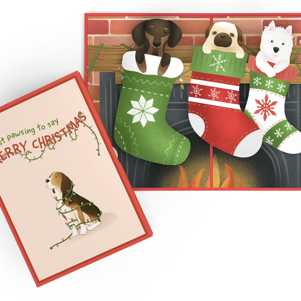 i love pop Christmas Dog Stockings Pop-Up Card