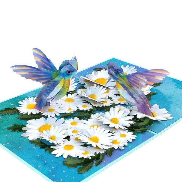 I Love Pop Daisy Patch Hummingbirds Pop-Up Card