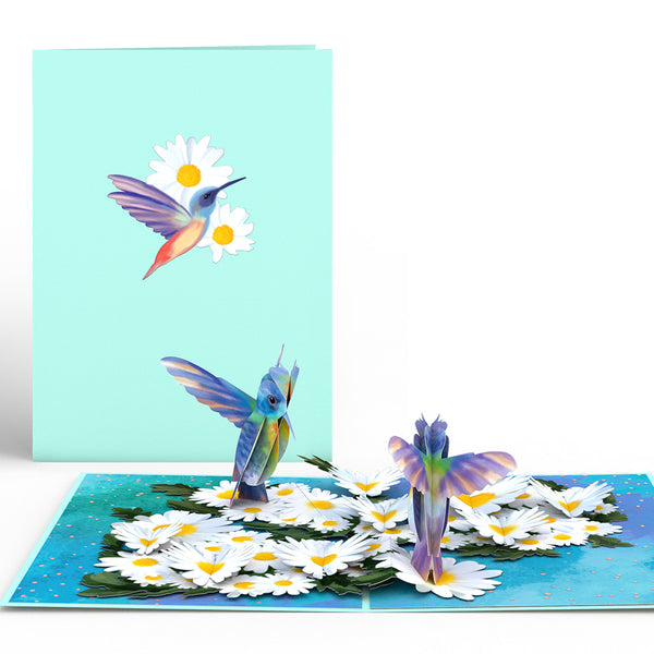 i love pop Daisy Patch Hummingbirds Pop-Up Card