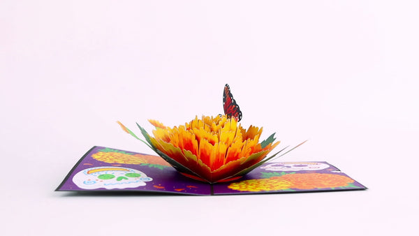 I Love Pop Día De Los Muertos Marigold Pop-Up Card