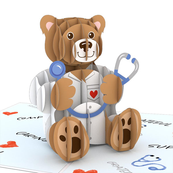 I Love Pop Doctor Bear Pop-Up Card