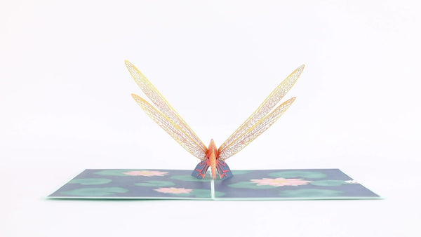 I Love Pop Dragonfly On Water Lily Pop-Up Card