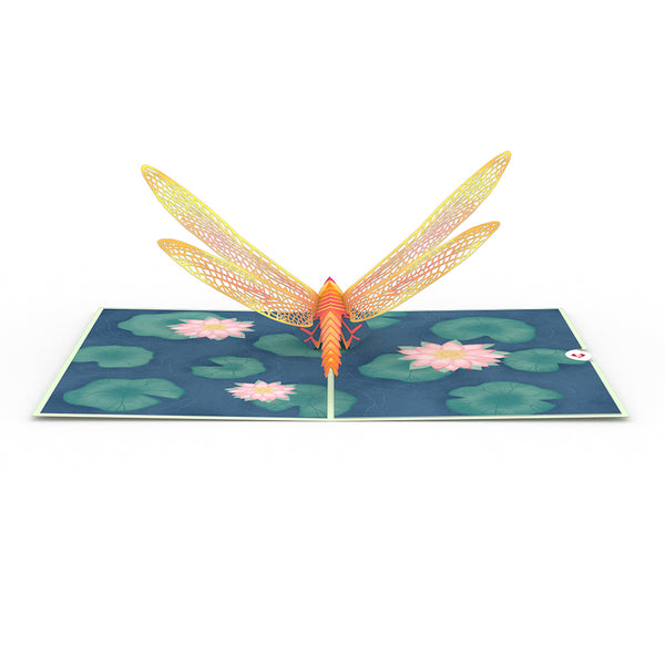 I Love Pop Dragonfly On Water Lily Pop-Up Card