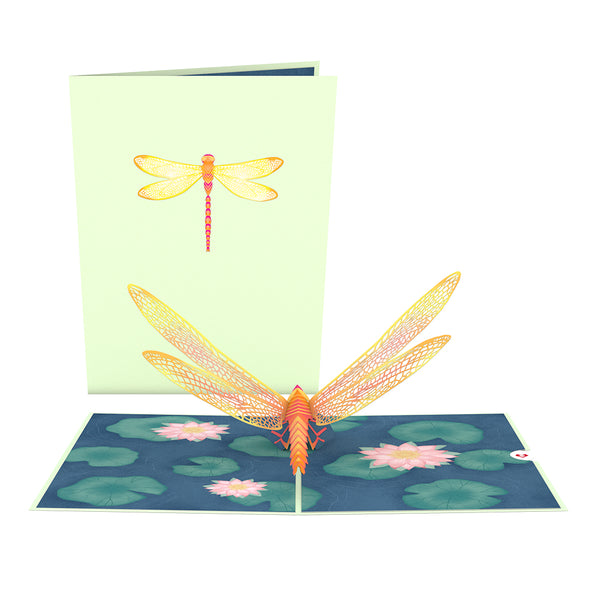 i love pop Dragonfly on Water Lily Pop-Up Card