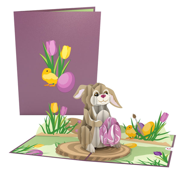 i love pop Easter Bunny with Egg Pop-Up Card