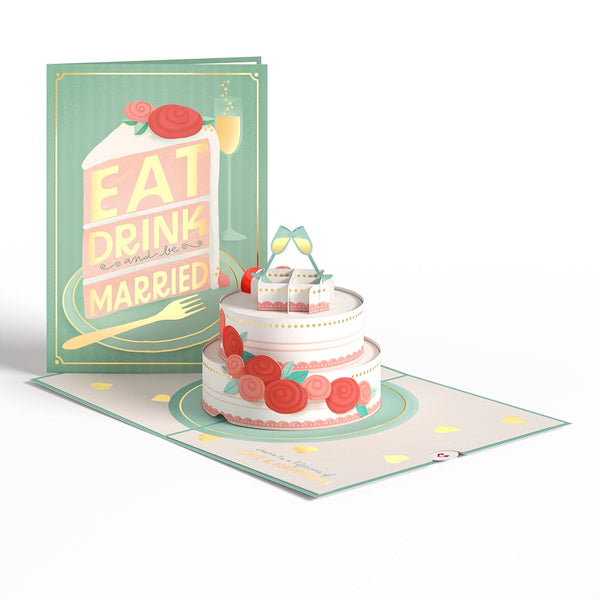 i love pop Eat Drink and Be Married Pop-Up Card