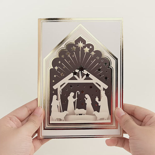 I Love Pop Elegant Nativity Pop-Up Card