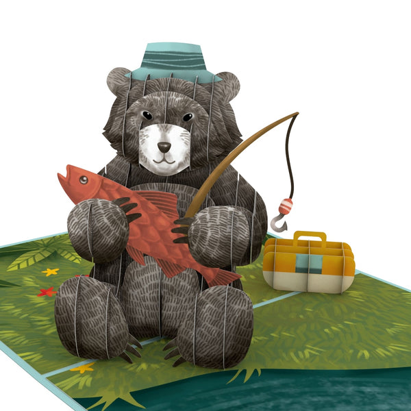 I Love Pop Father’s Day Fishing Bear Pop-Up Card