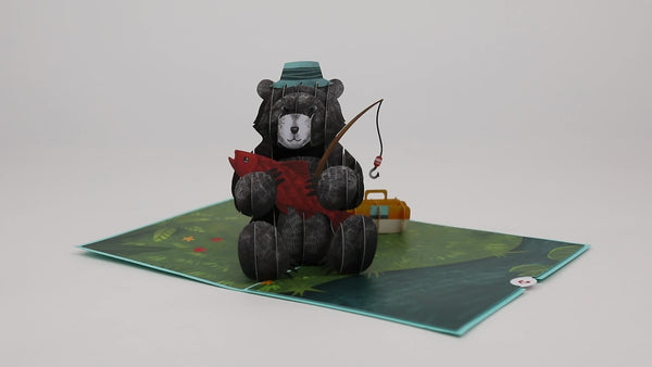 I Love Pop Father’s Day Fishing Bear Pop-Up Card