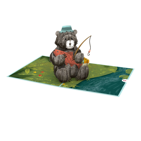 I Love Pop Father’s Day Fishing Bear Pop-Up Card