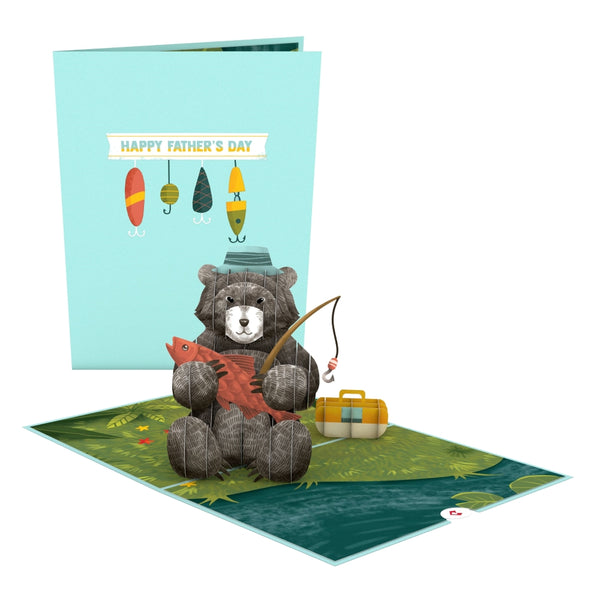 i love pop Father’s Day Fishing Bear Pop-Up Card
