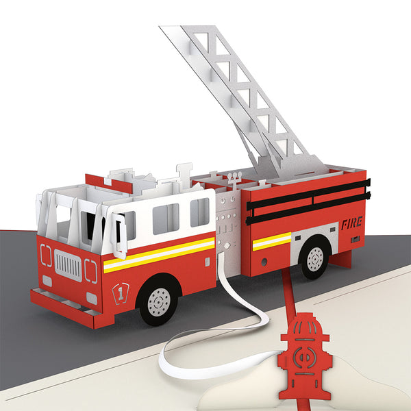 I Love Pop Fire Truck Pop-Up Card