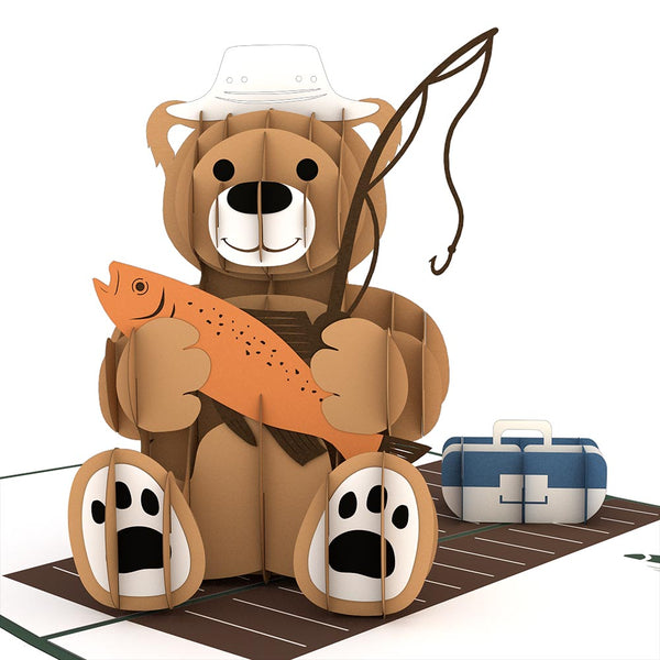 I Love Pop Fishing Bear Pop-Up Card