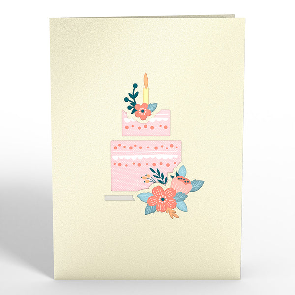 i Love Pop Floral Birthday Cake Pop-Up Card