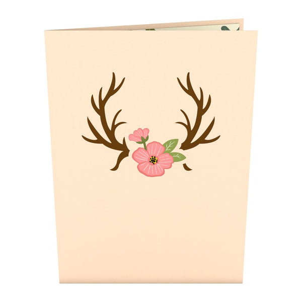 I Love Pop Floral Deer Thank You Pop-Up Card