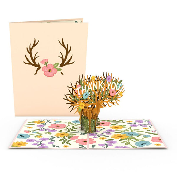 i love pop Floral Deer Thank You Pop-Up Card