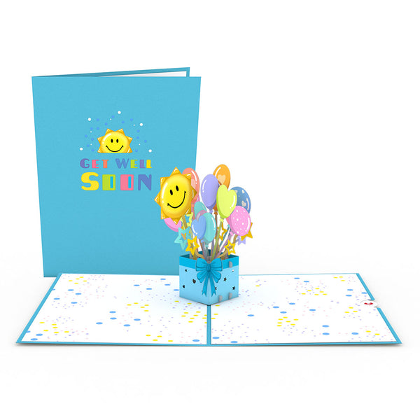 i love pop Get Well Soon Balloons Pop-Up Card