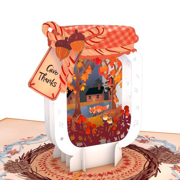 I Love Pop Give Thanks Fall Jar Pop-Up Card