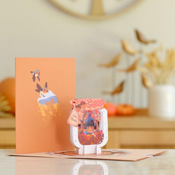 i love pop Give Thanks Fall Jar Pop-Up Card