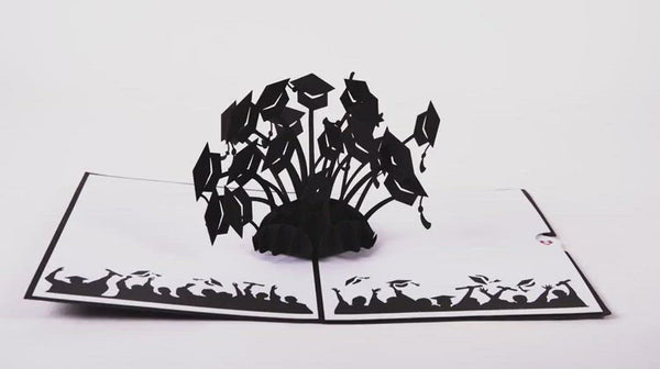 I Love Pop Graduation Hats Black Pop-Up Card