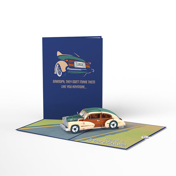 i love pop Grandpa Classic Car Pop-Up Card