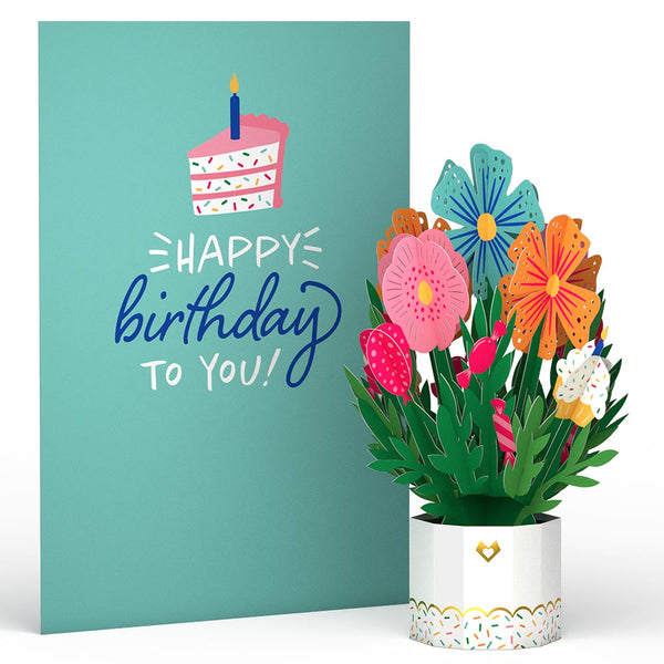 i love pop Happy Birthday Card with Mini Bouquet