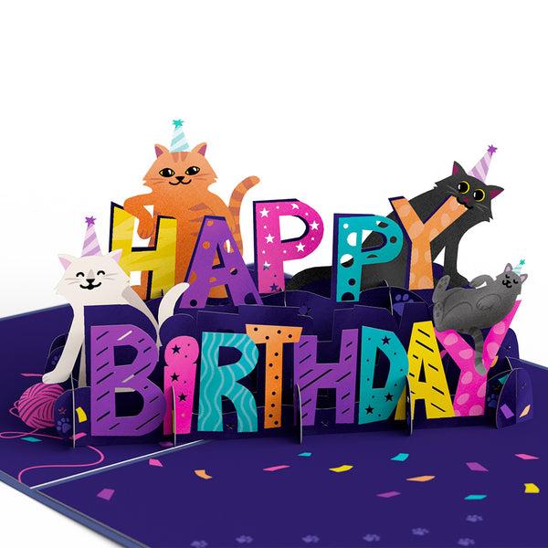 I Love Pop Happy Birthday Cats Pop-Up Card
