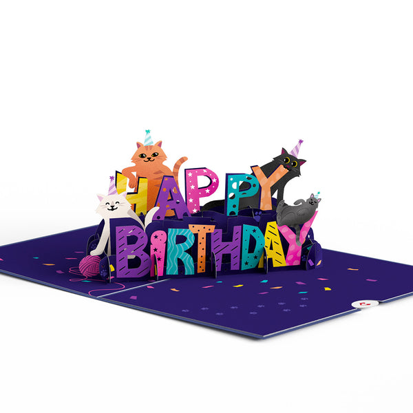I Love Pop Happy Birthday Cats Pop-Up Card
