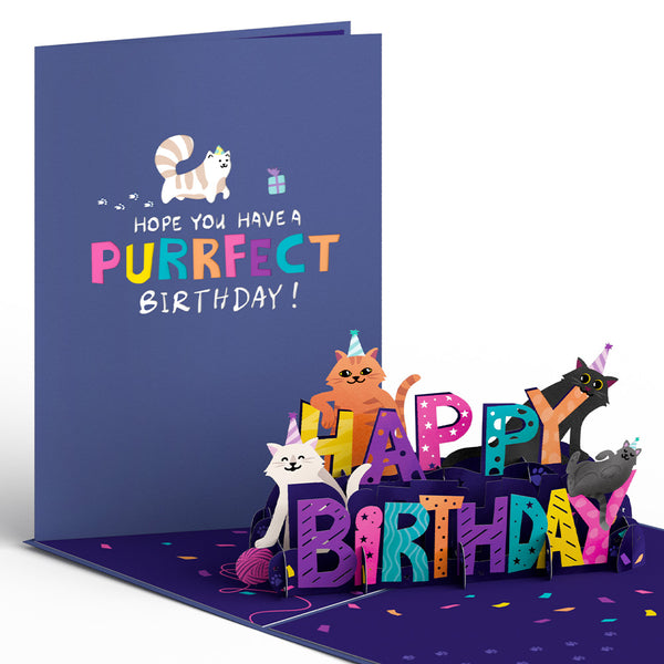 i love pop Happy Birthday Cats Pop-Up card