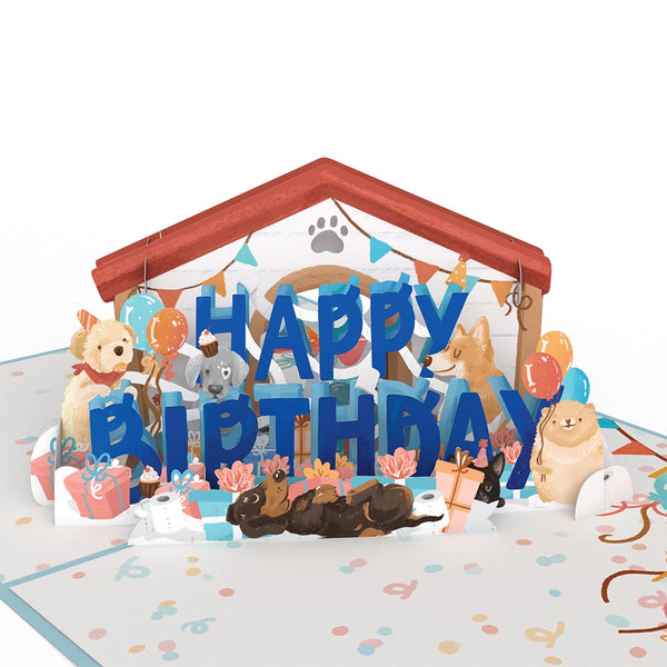 I Love Pop Happy Birthday Dogs Pop-Up Card